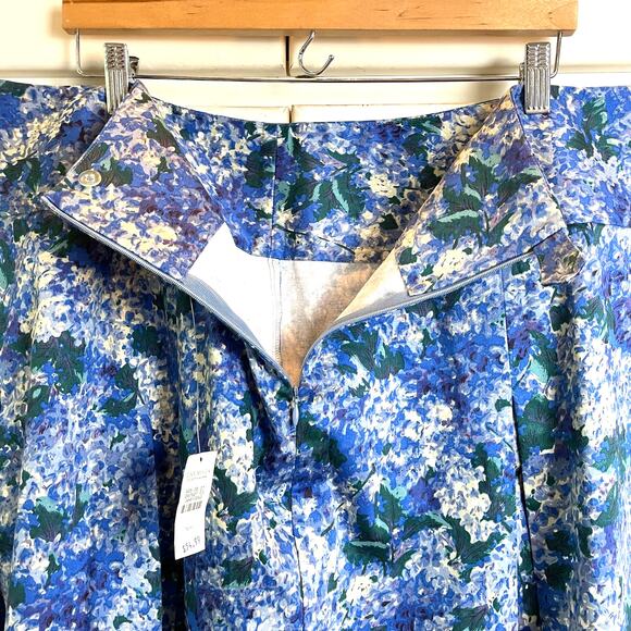 NWT Talbots Women's Sz 16W Blue Floral Skirt Cotton Lined Plus - Picture 3 of 9